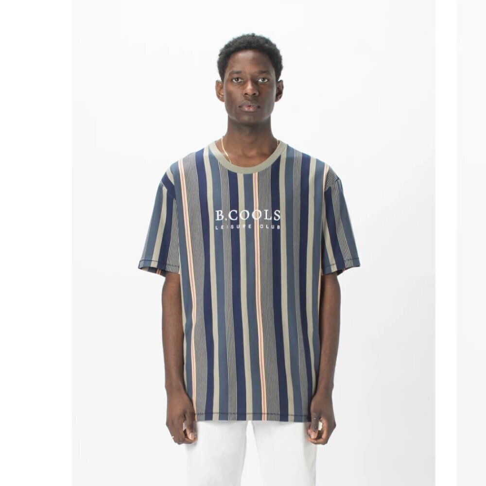 Barney Cools Leisure Club Tee Sage Stripe Size L